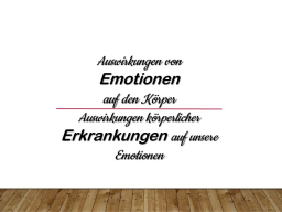 Webinar: Auswirkungen von Emotionen auf den Körper und Auswirkungen von Erkrankungen auf die Emotionen